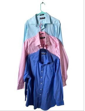 3 Kirkland Signature Men's Button Down Extra Long Staple Cotton Dress Shirts